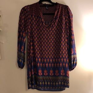 Printed long sleeve dress